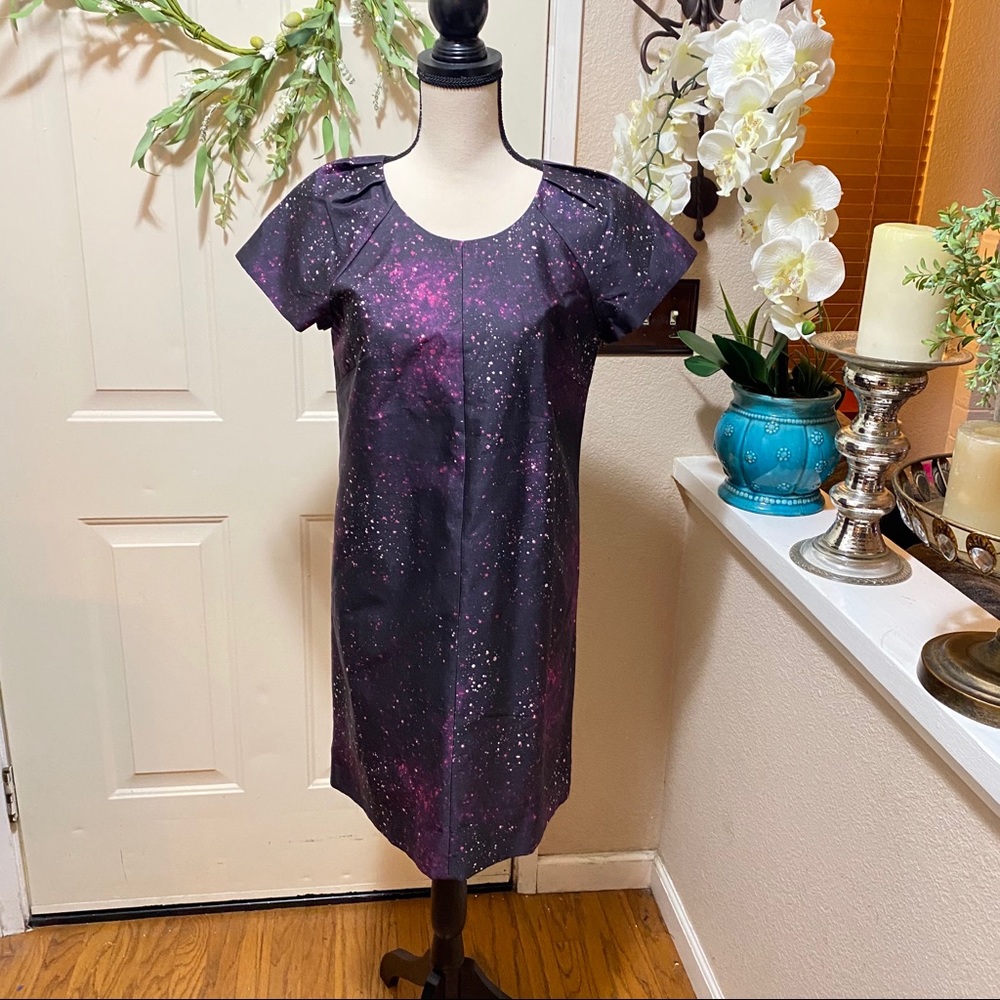 Club Monaco Galaxy Design Cap Sleeves Smock